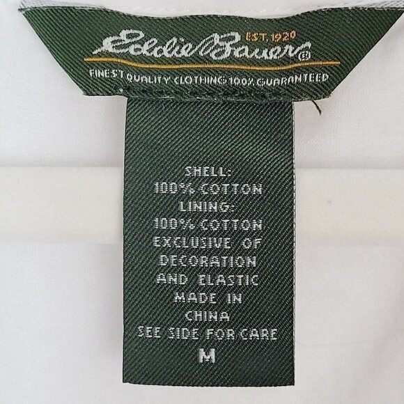 Eddie Bauer Sz Med Sleeveless Peplum Blouse White Blue Cotton Dutch Chinoiserie - Picture 7 of 10